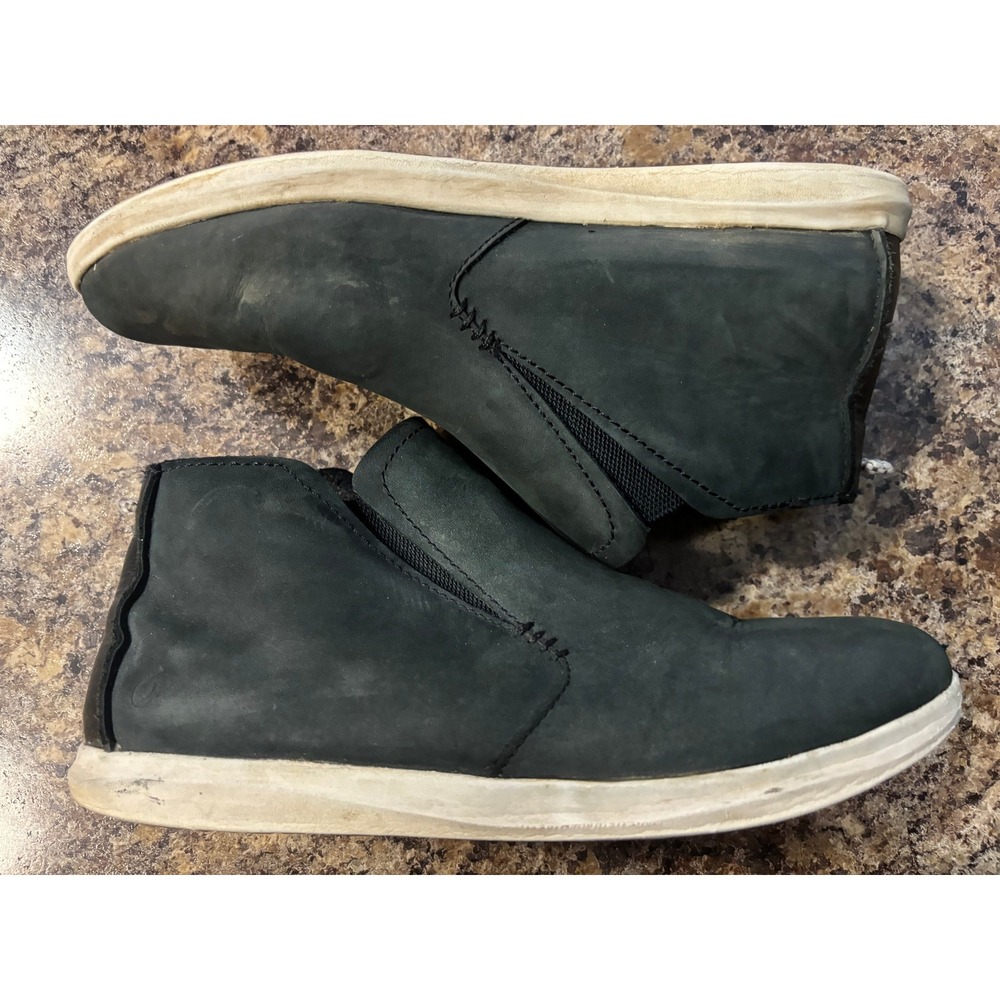 Olukai Hawaii'iloa Manu Hope Black Leather Ankle Boots Women 9.5 20397-LR18